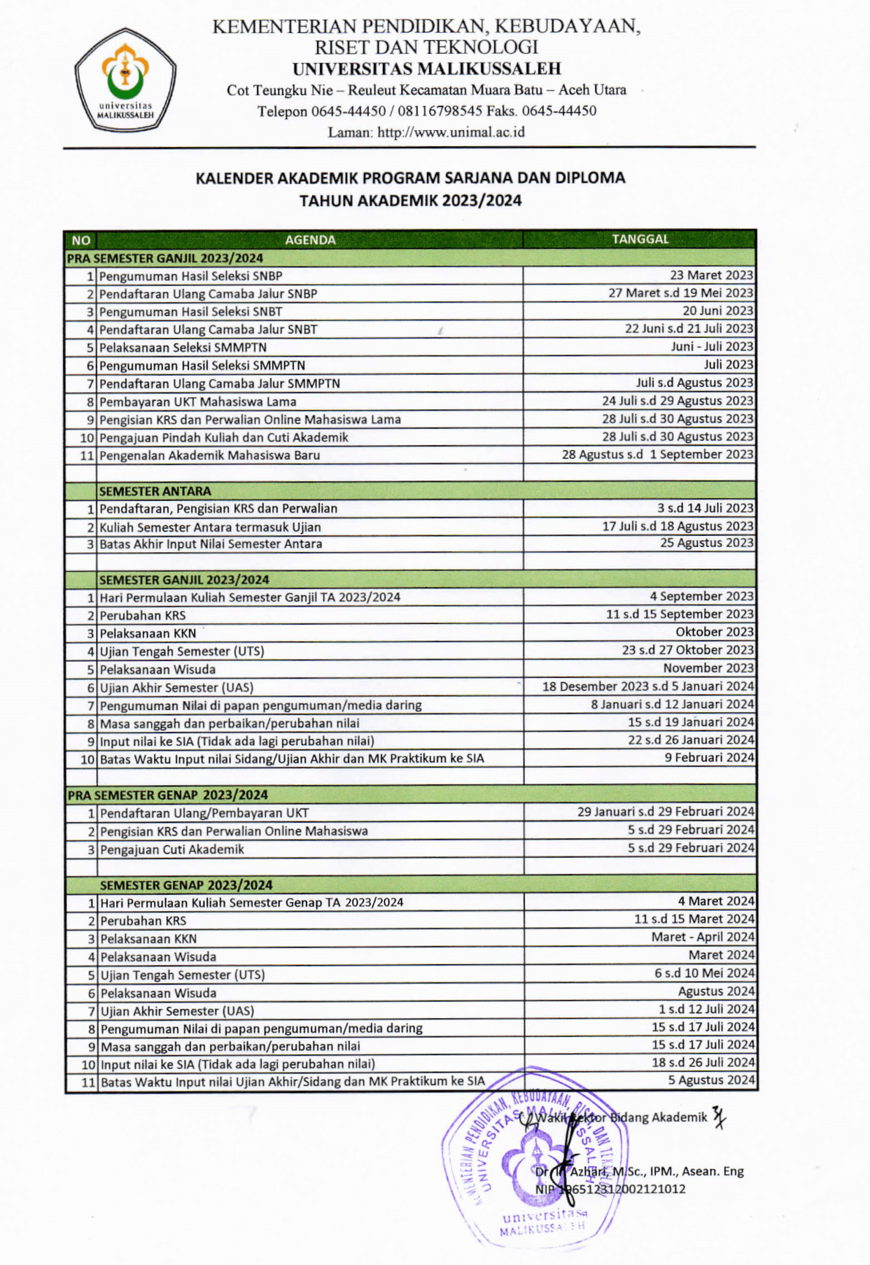 Kalender Akademik Tahun 2022 2023